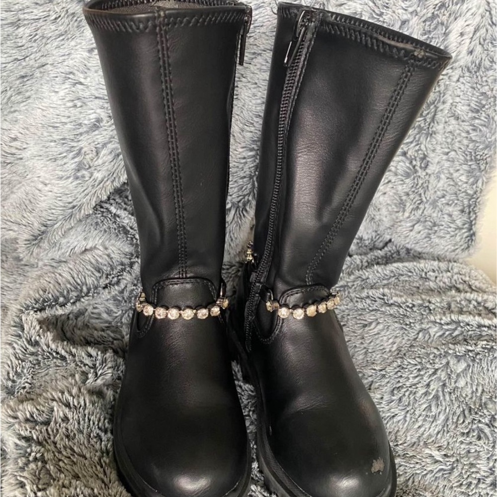 Steve Madden knee boots with rhinestone-black- 8 Girls shoes toddler